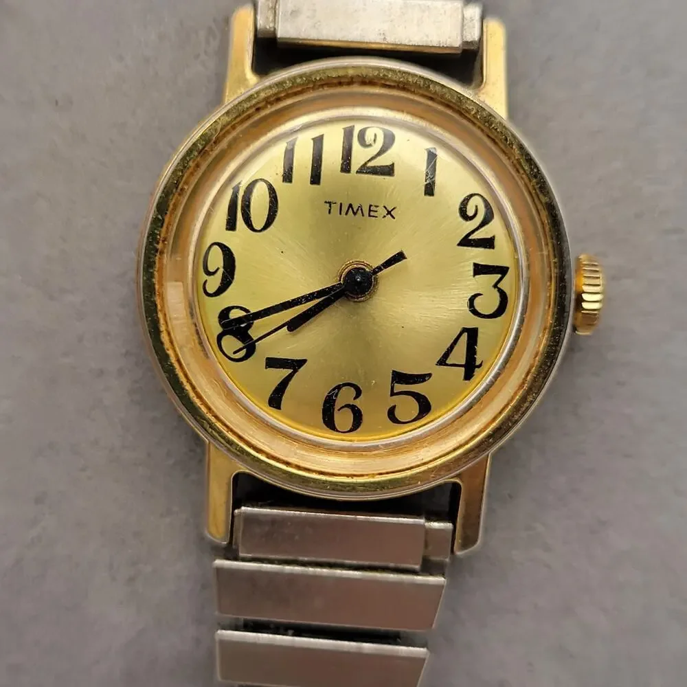 1977 Timex Gold Two Tone Wind-up Analog Women's Watch For Repair Or Parts Only